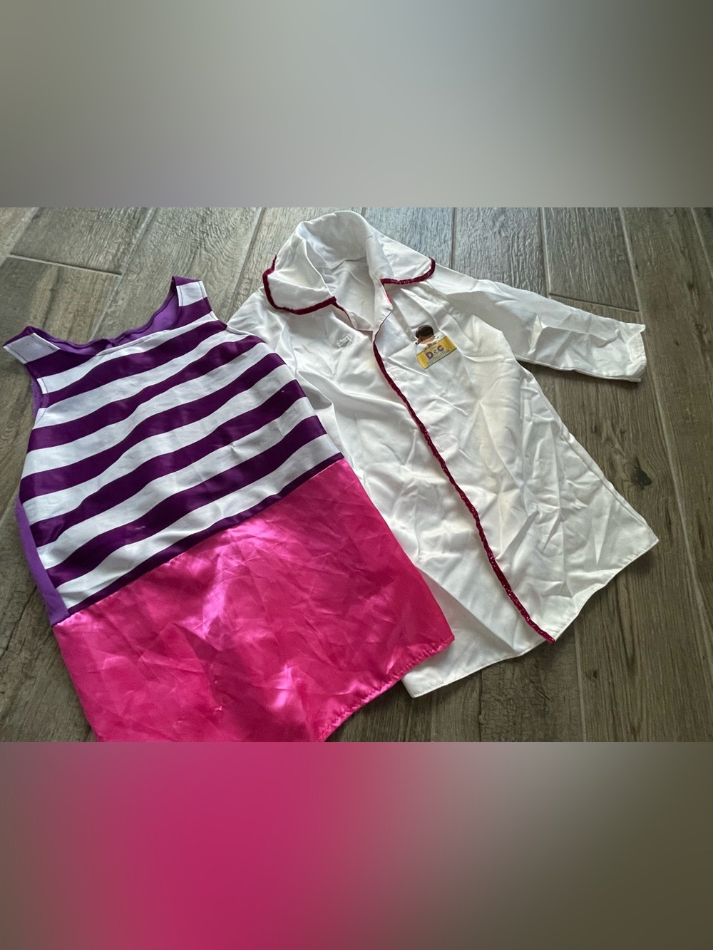 Disney doc mcstuffins White and Pink Striped Dress withCoat Costume